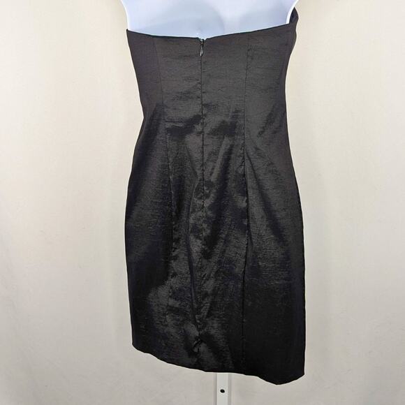 VTG Cache Dress 2 LBD Y2K 90s Rosette Mini Bodycon Cocktail Party Strapless - Picture 2 of 10